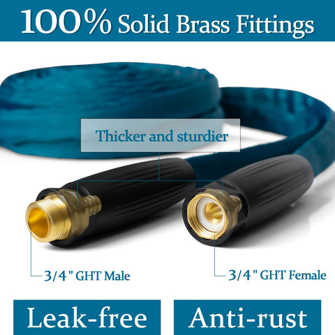 Gnimihz garden hose 75ft brass-fittings-connection ensures leak-free setup.