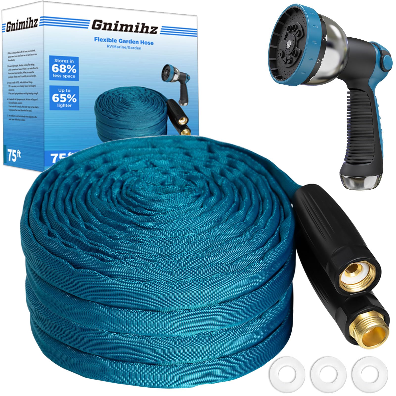 Gnimihz garden hose 75ft: lightweight design for easy watering.