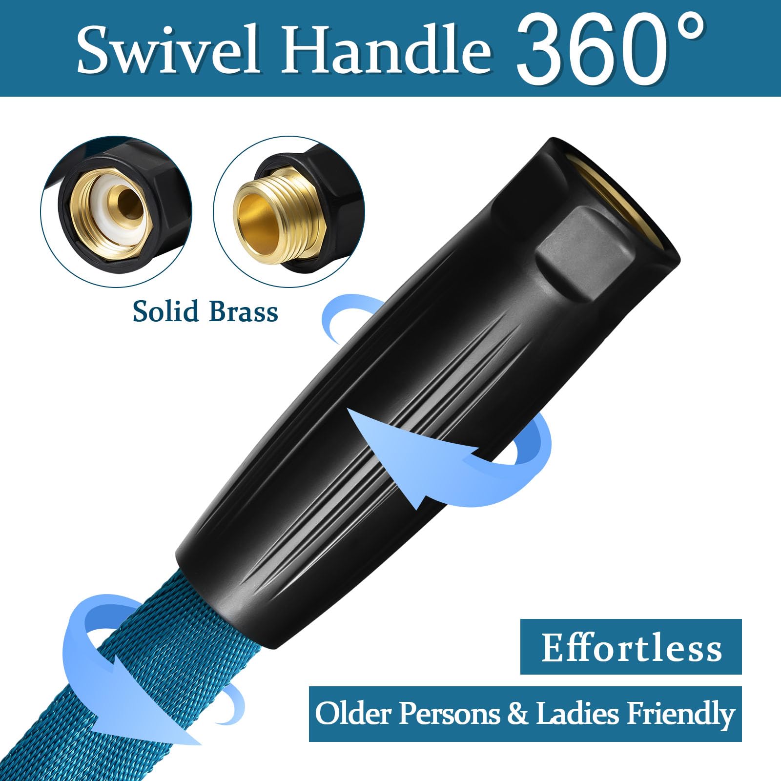 Gnimihz Garden Hose 50ft 10-pattern nozzle for versatile watering.