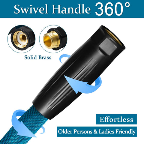 Gnimihz Garden Hose 50ft 10-pattern nozzle for versatile watering.