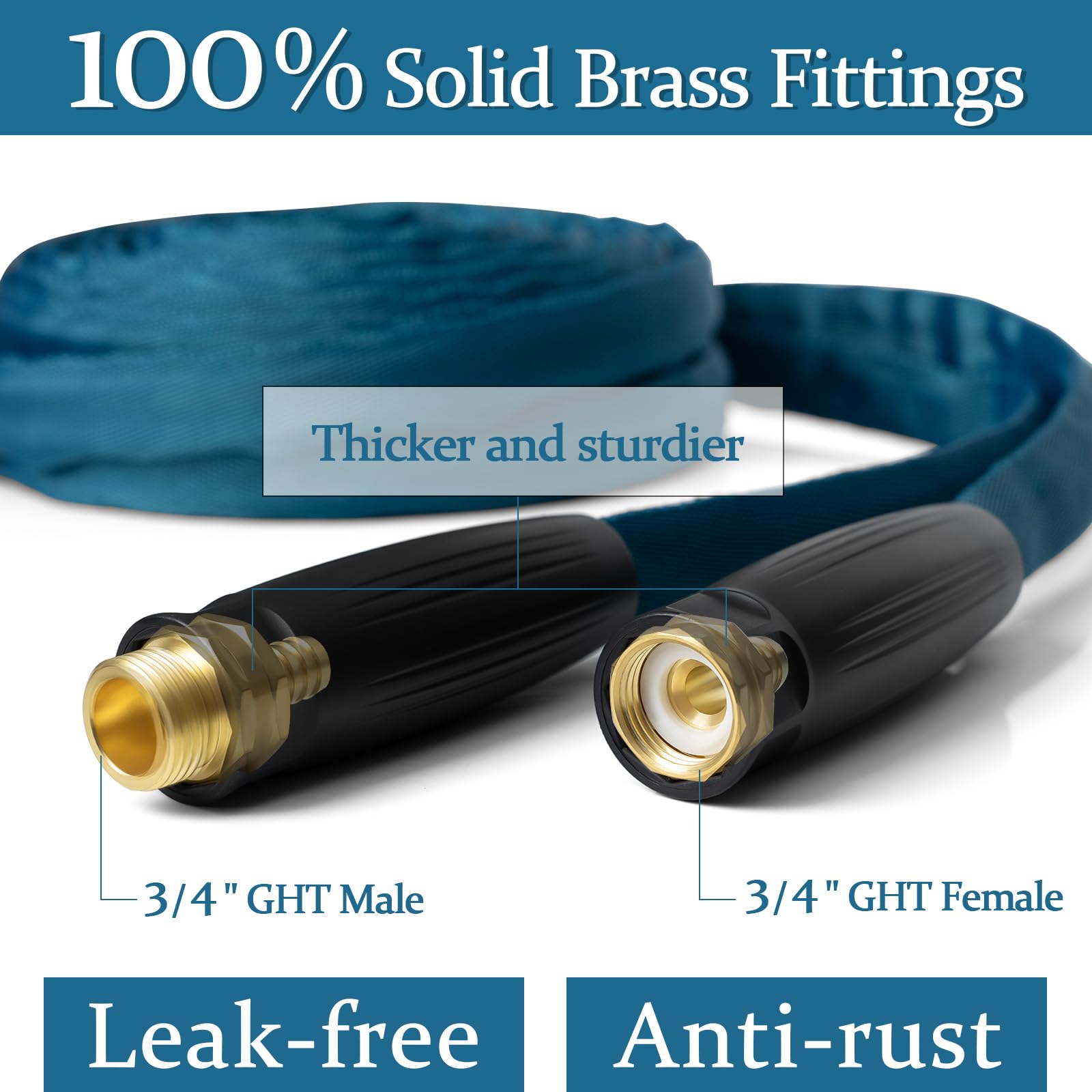 Gnimihz Garden Hose 50ft swivel handle prevents twisting during use.
