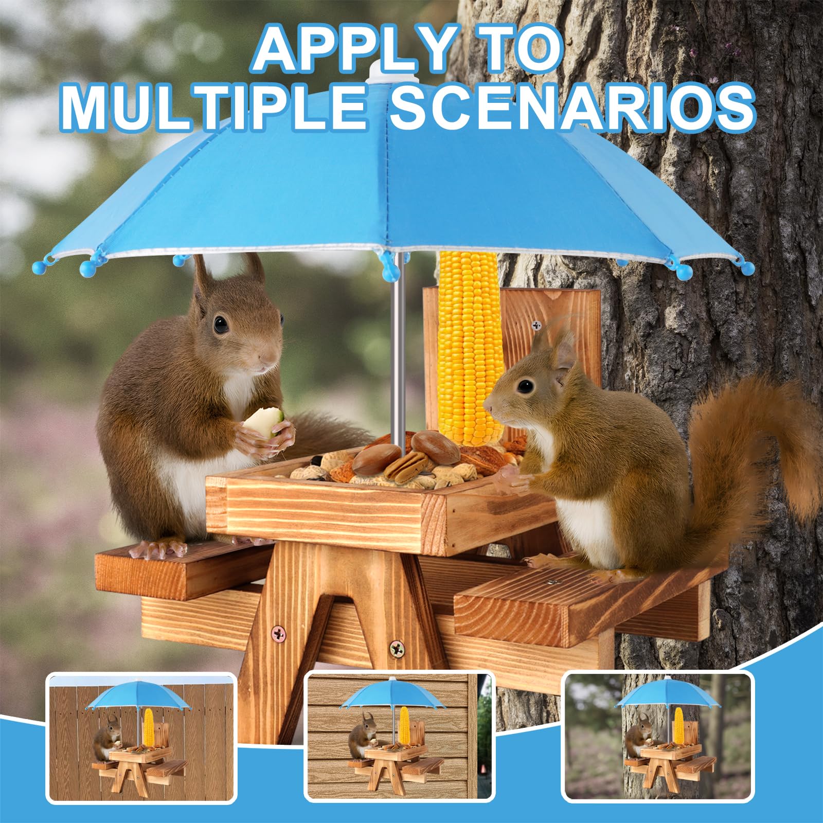 Gnodry Carbonized wood waterproof feeder resists weather naturally.