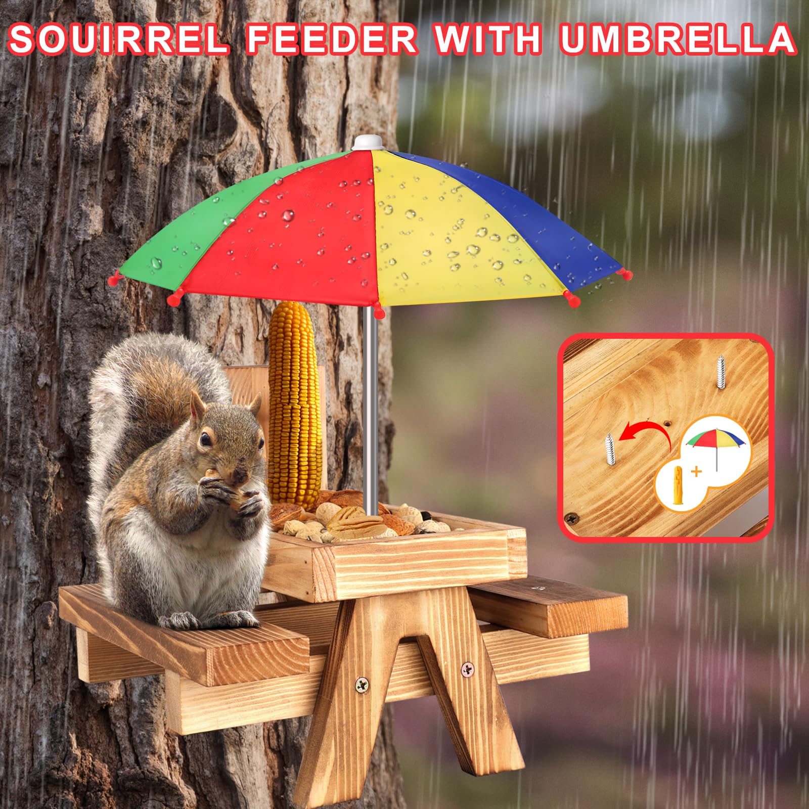Gnodry Squirrel Feeder reinforced backboard enhances outdoor durability