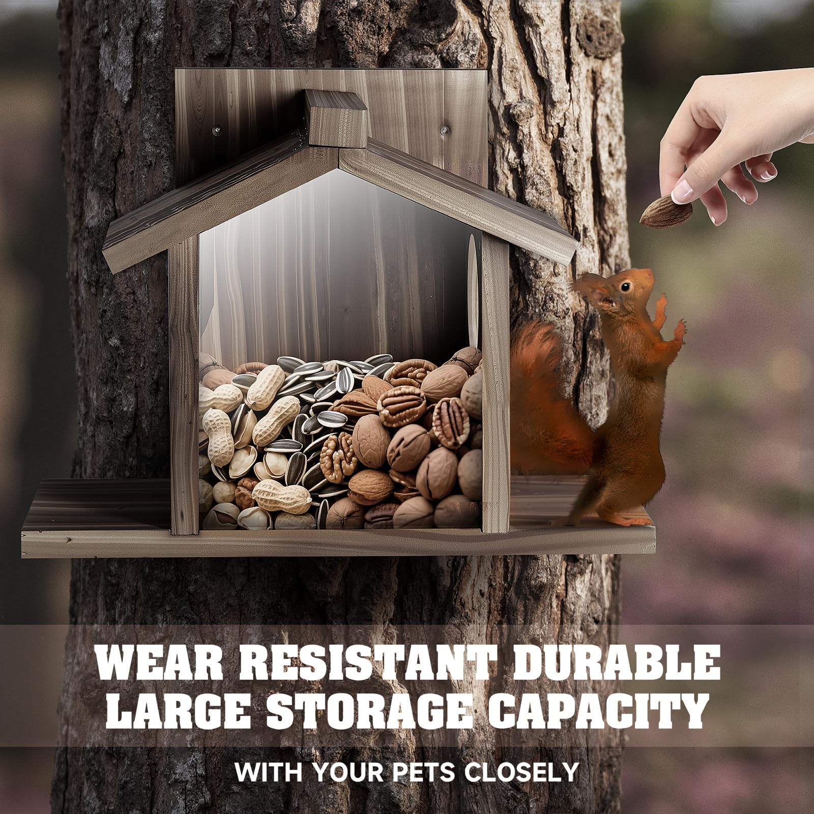 Gnodry Squirrel Feeder easy-assembly and tree mounting in minutes.