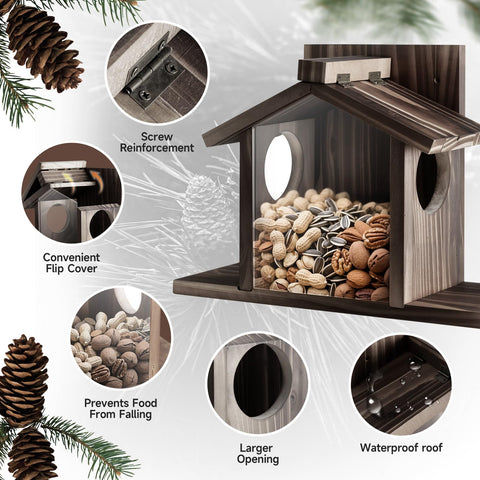 Gnodry Squirrel Feeder showcases an innovative roof design for easy refilling.