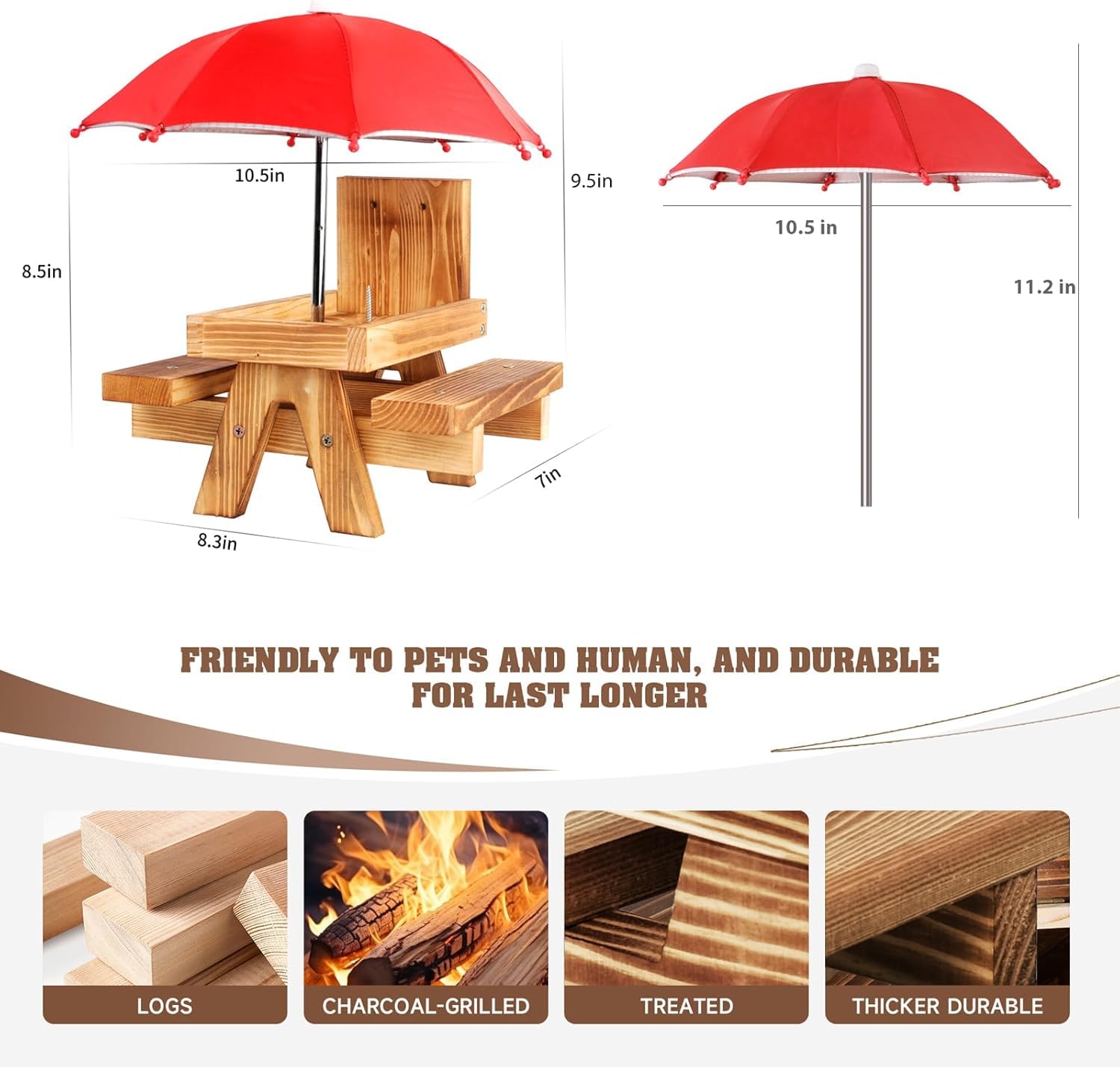 Gnodry Squirrel Feeder Outdoor Picnic Table shows a convenient dining platform for wildlife.