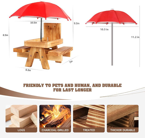 Gnodry Squirrel Feeder Outdoor Picnic Table shows a convenient dining platform for wildlife.