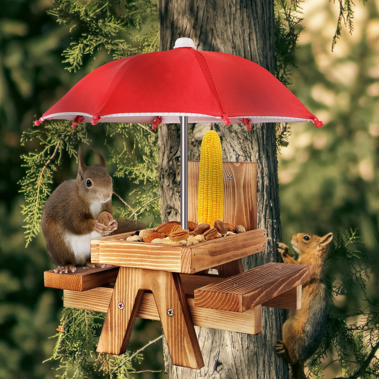 Gnodry Squirrel Feeder sturdy frame ensures lasting outdoor performance year after year.