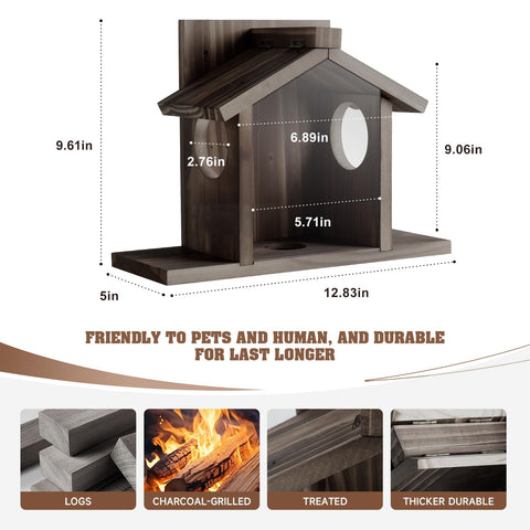 Gnodry Squirrel Feeder front panel is transparent to help you spot feeding activity.