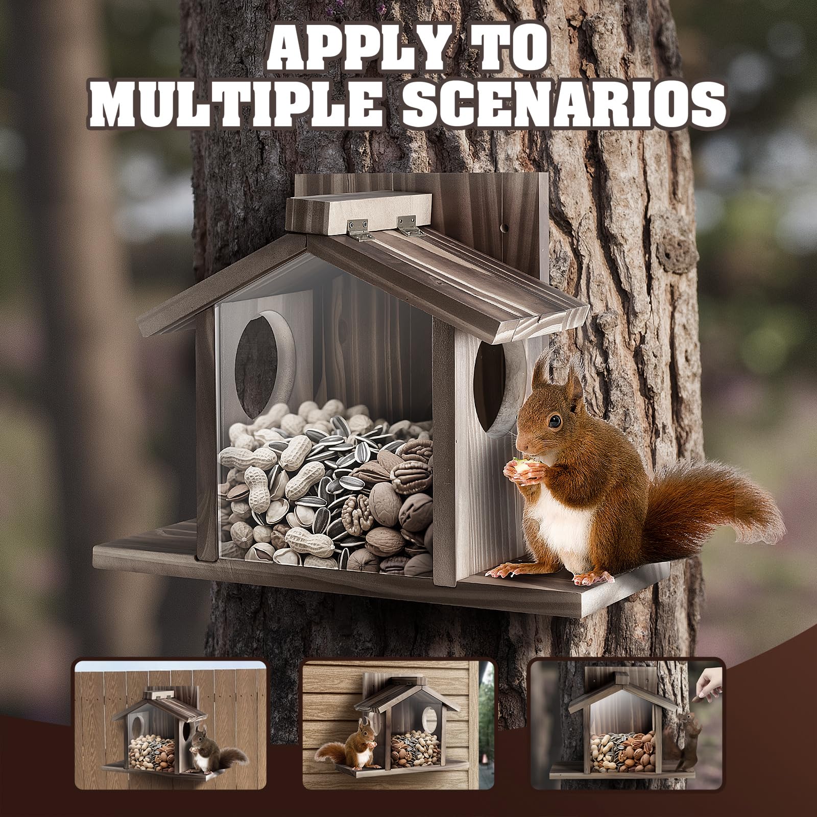 Gnodry Squirrel Feeder features two-entry holes for quick access to meals.