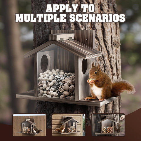Gnodry Squirrel Feeder features two-entry holes for quick access to meals.