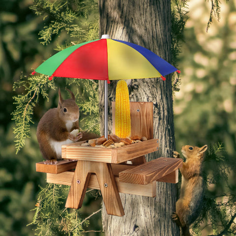 Gnodry Squirrel Feeder waterproof wooden surface resists weathering
