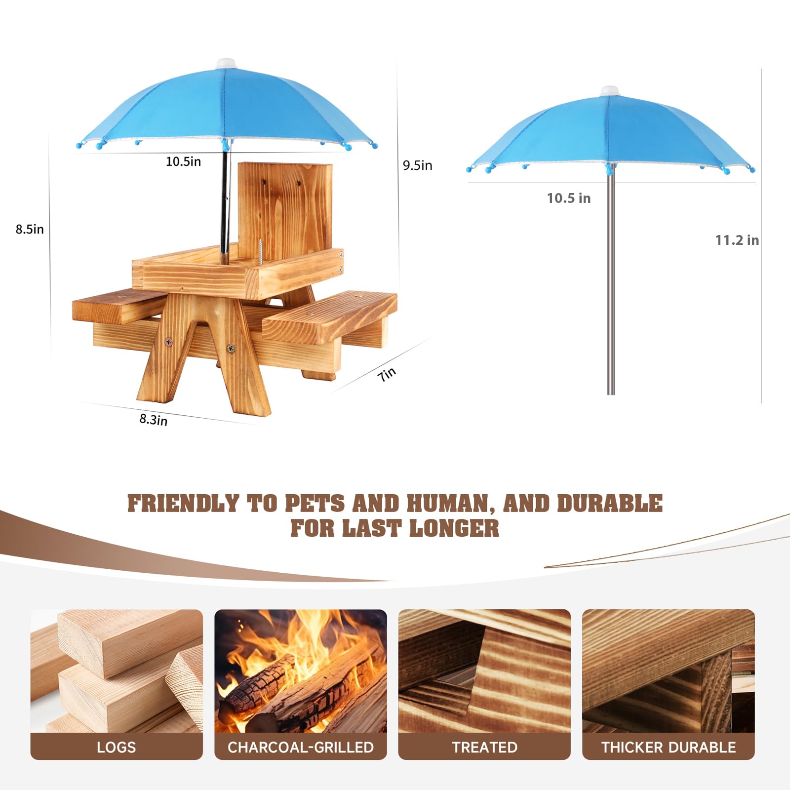 Gnodry Squirrel Feeder wooden chair backboard keeps meals stable.