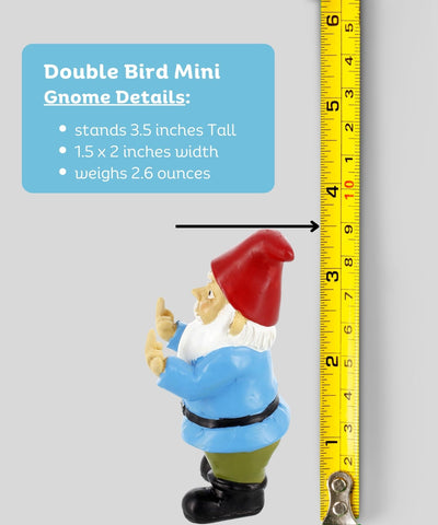 Gnometastic naughty gnome flipping bird, side view for eye-catching garden humor.