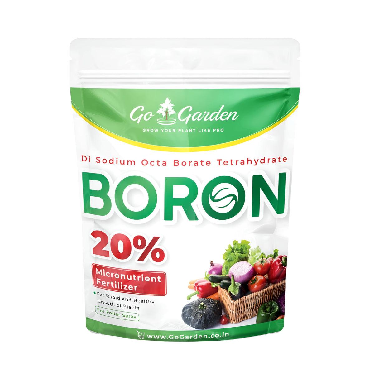 Go Garden Boron 20% bottle ready for precise dosage to support plant health.