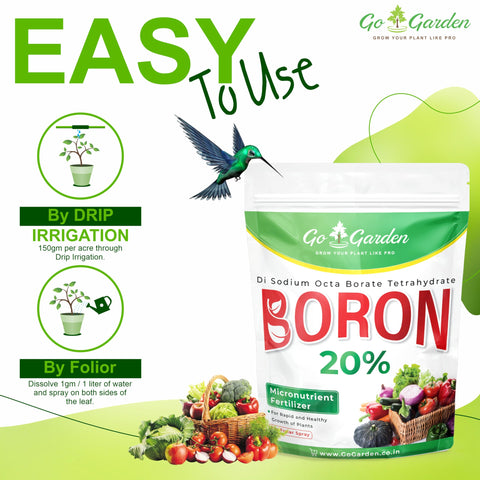 Go Garden Boron benefits citrus and fruit crops with steady growth and vigor.
