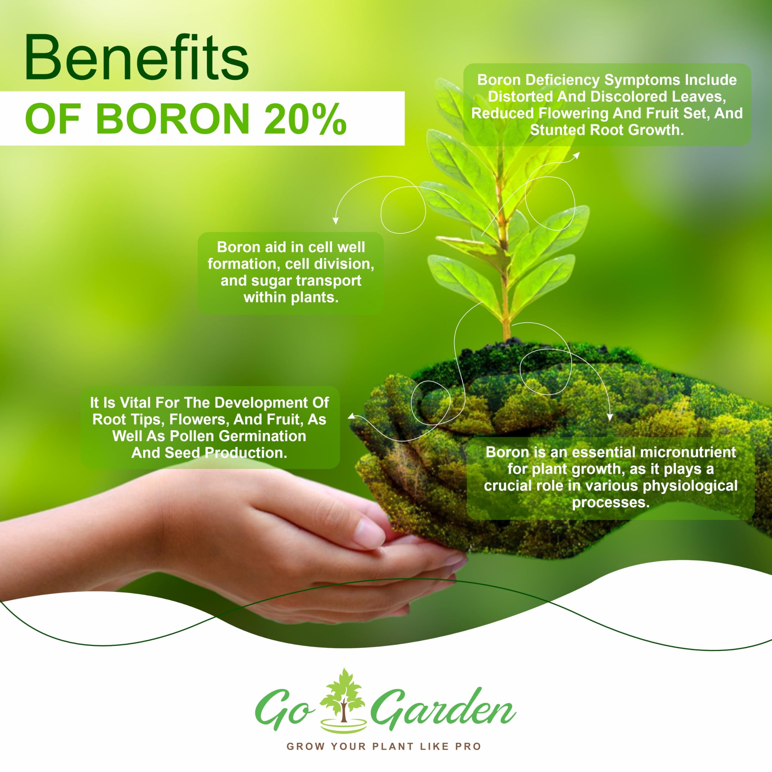 Go Garden Boron in drip irrigation delivering targeted nutrients to roots.