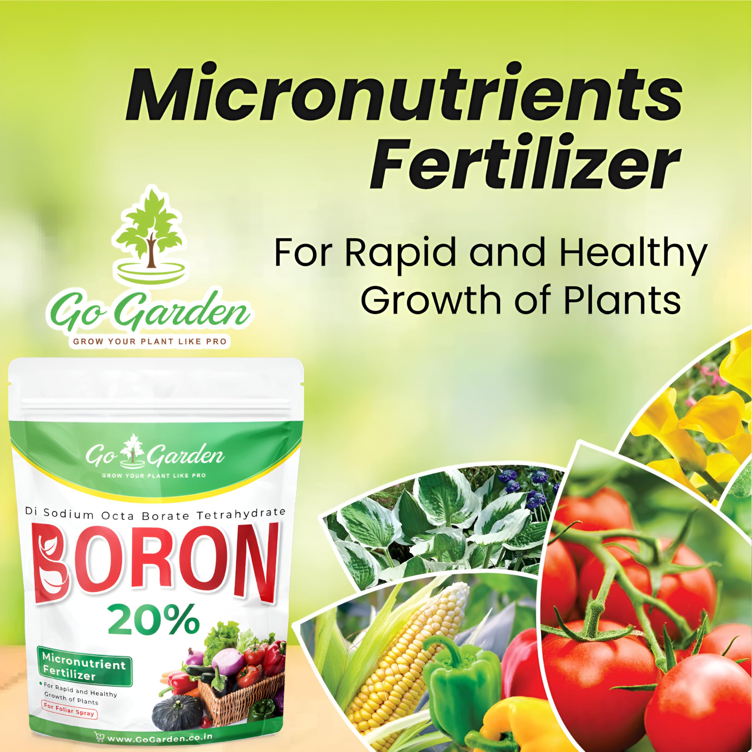 Go Garden Boron promotes new cell formation for robust plant development.