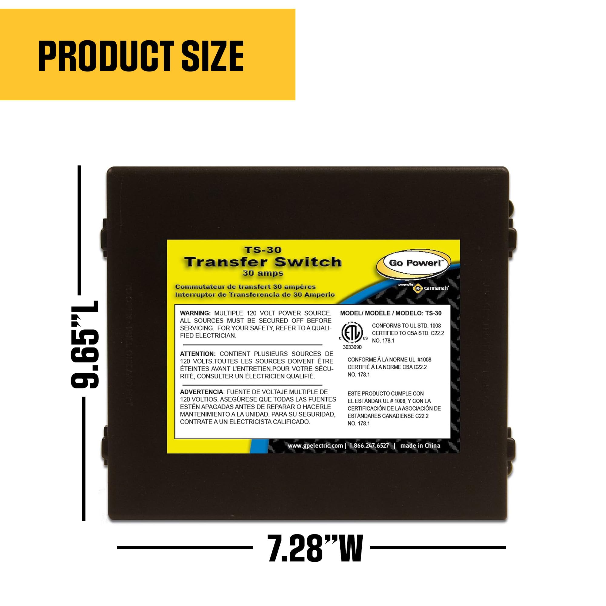 Go Power TS-30 built-in protection guards devices during transfer.