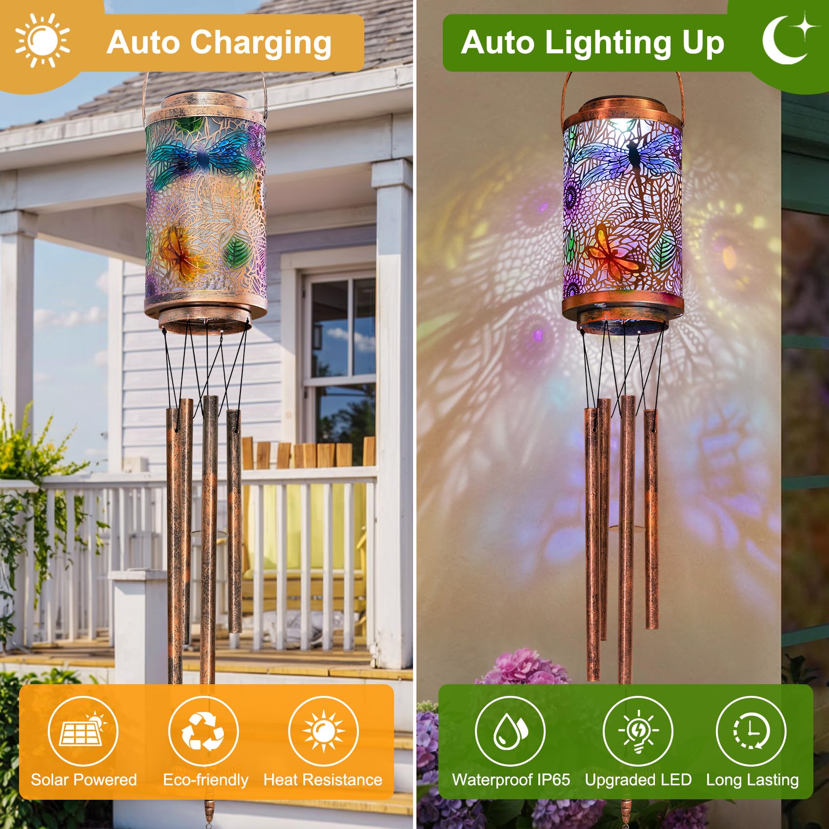 Go2garden Dragonfly solar chime charging in sunlight for easy setup