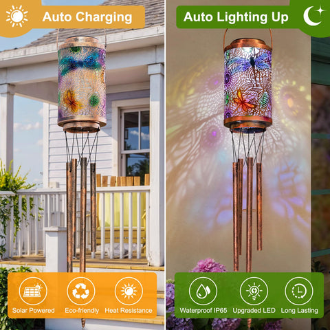 Go2garden Dragonfly solar chime charging in sunlight for easy setup
