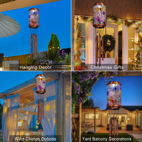 Go2garden hummingbird solar lantern displays a wall pattern when hung.