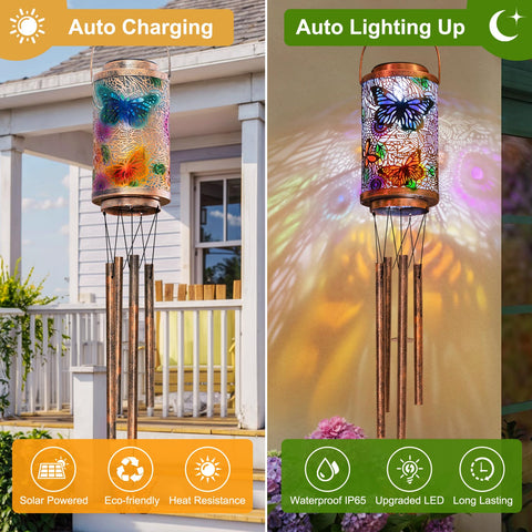 Go2garden solar panel charges by day for night illumination.