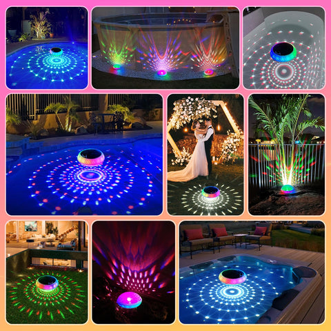 Goallim 7-6-inch RGB pool light in water adds dynamic color displays for entertaining evenings.
