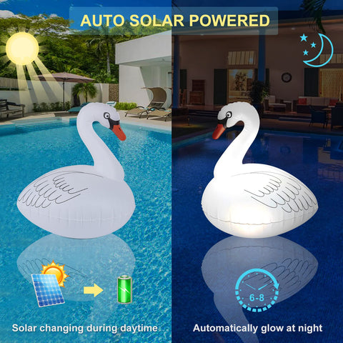 Goallim color-changing swan lights provide vibrant hues for poolside events