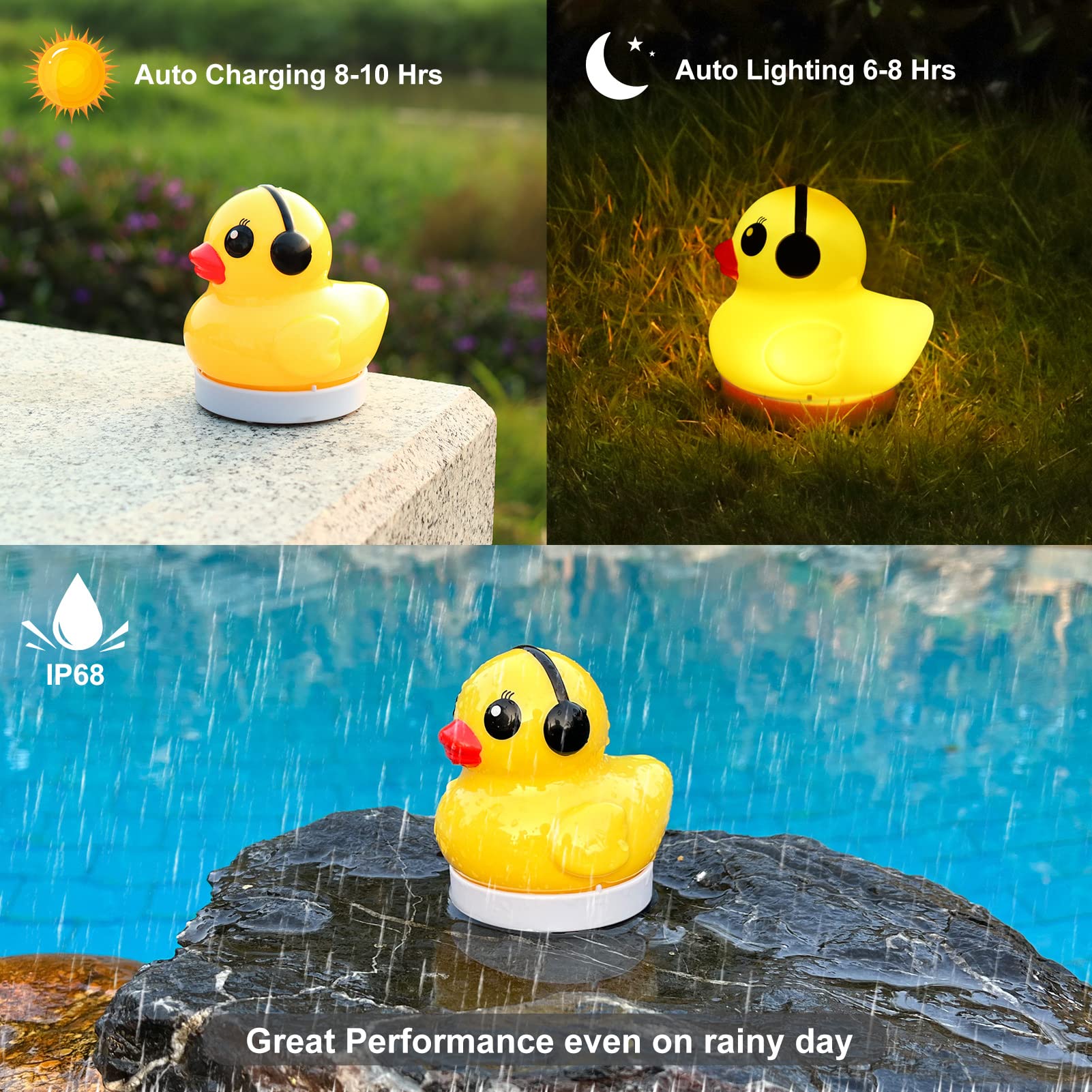 Goallim solar duck lights float, creating playful ambience in pools
