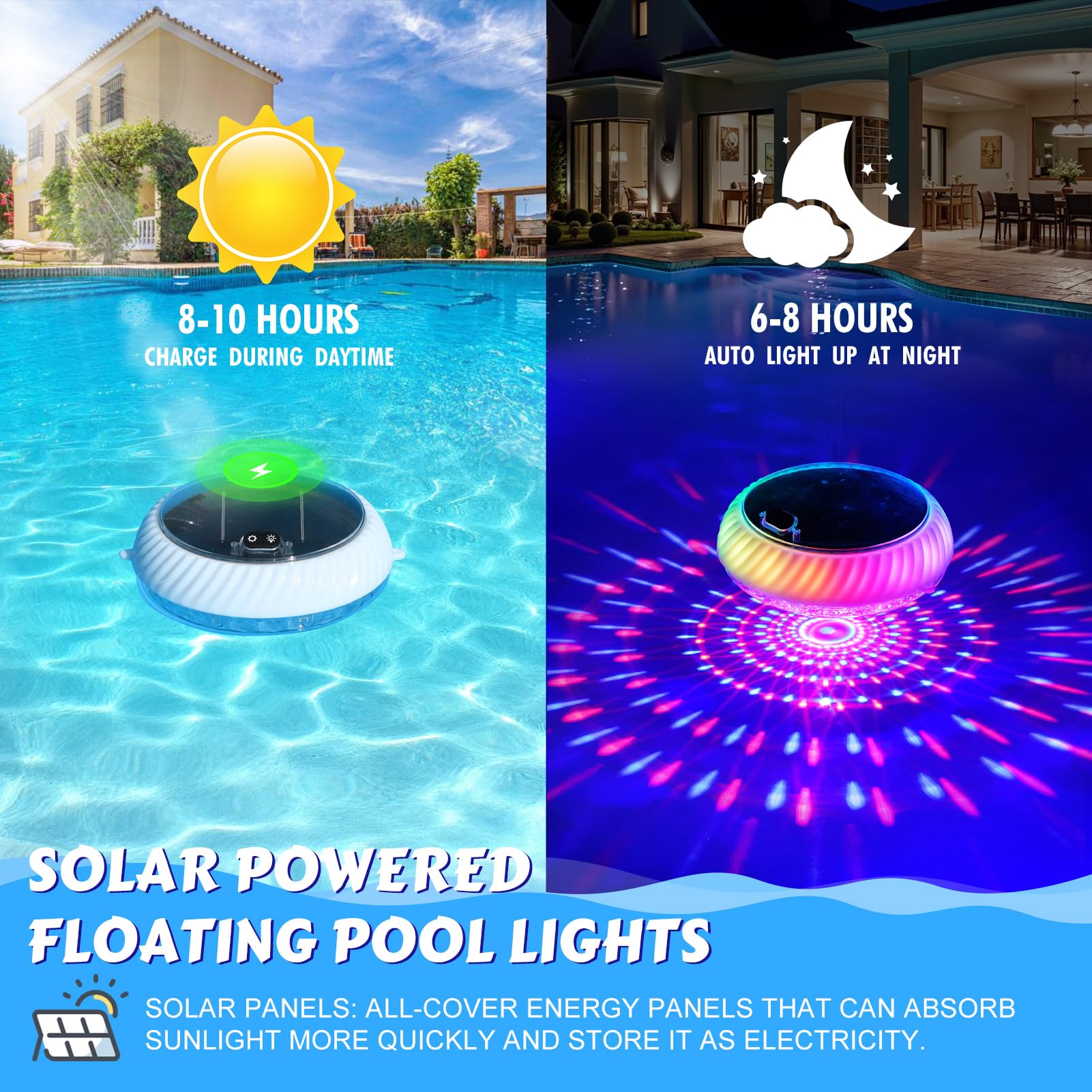 Goallim solar pool light with remote control enables easy color changes for party decor.