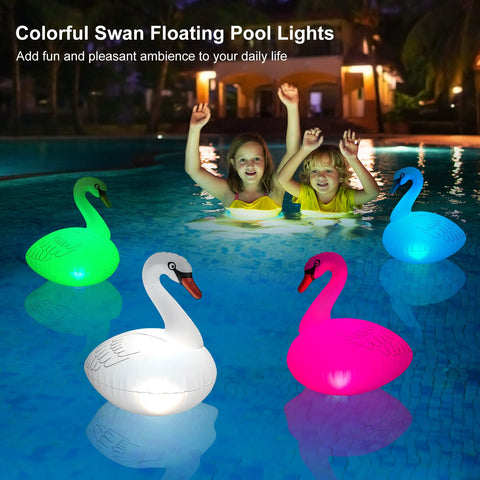 Goallim solar swan lights float and charge in sun for auto color changes