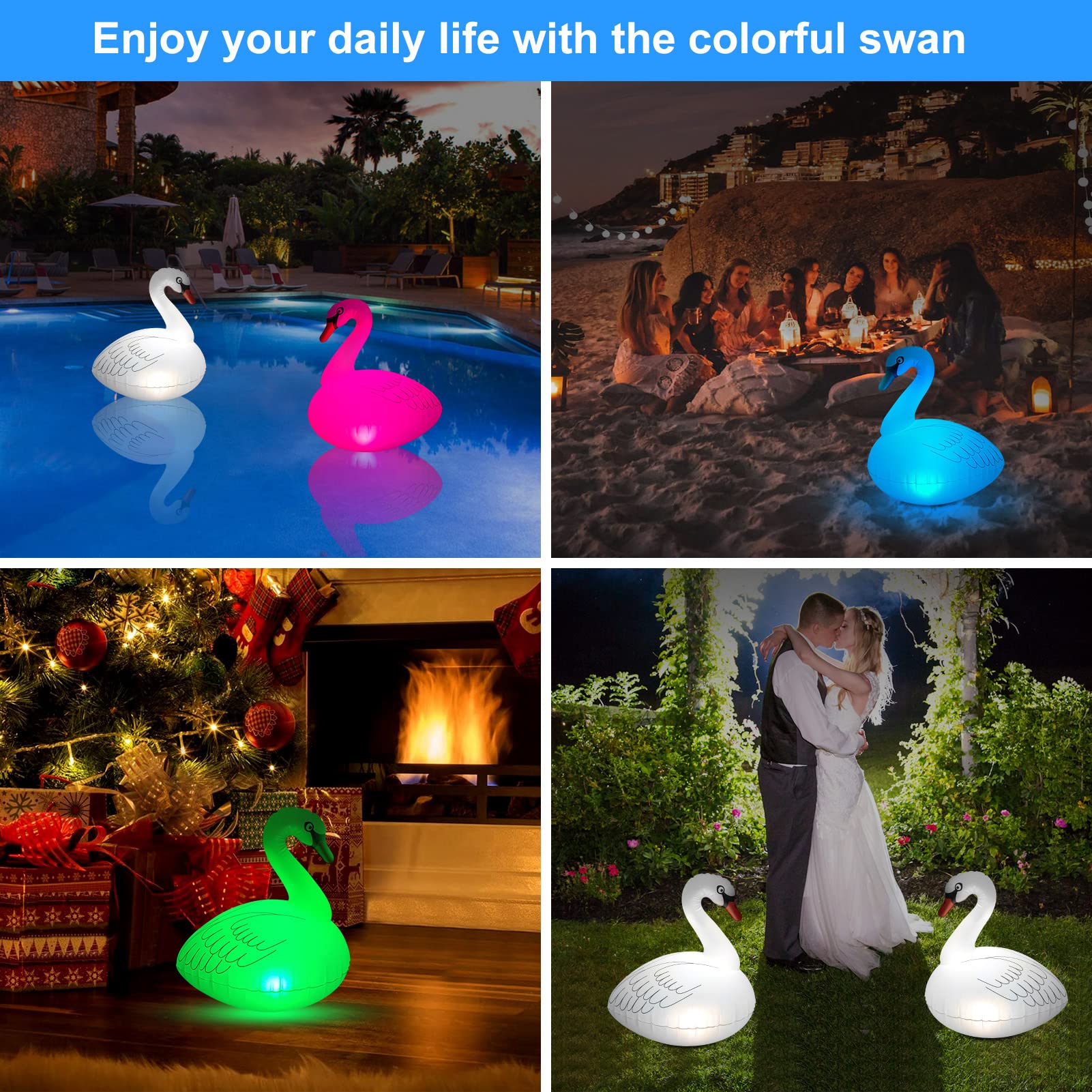 Goallim Swan color-changing lights offer outdoor color transitions