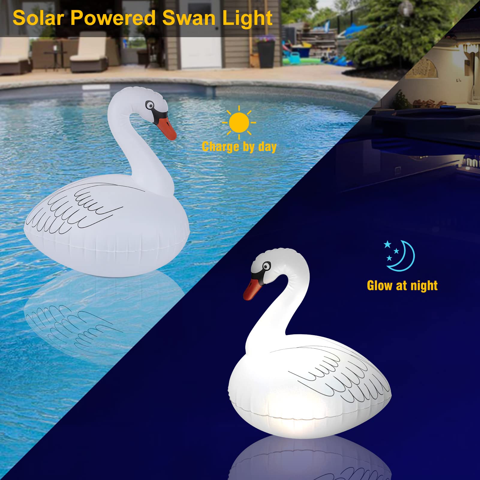 Goallim Swan floating light illuminates garden ponds with dynamic color