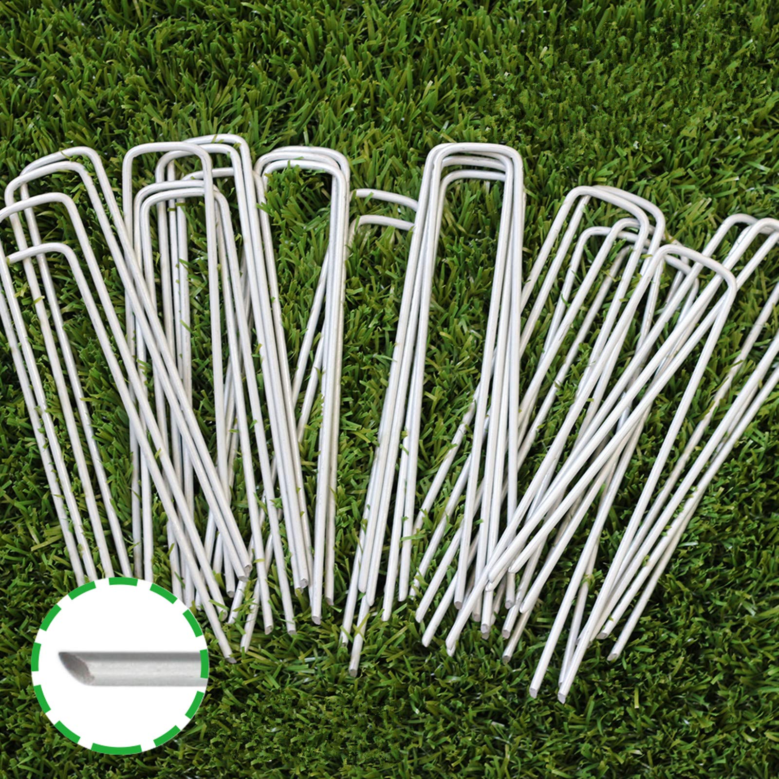 Goasis Lawn 6-inch galvanized stake providing strong ground hold.