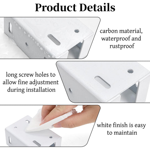 Goaste aluminum bracket with white powder-coated finish resists rust.