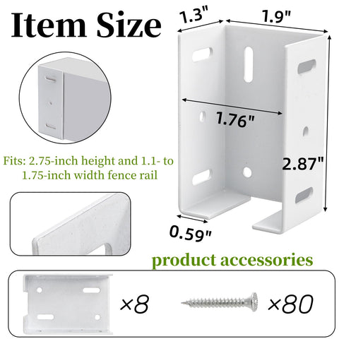 Goaste vinyl fence bracket demonstrates precise 2.75-inch inner fit for rails.