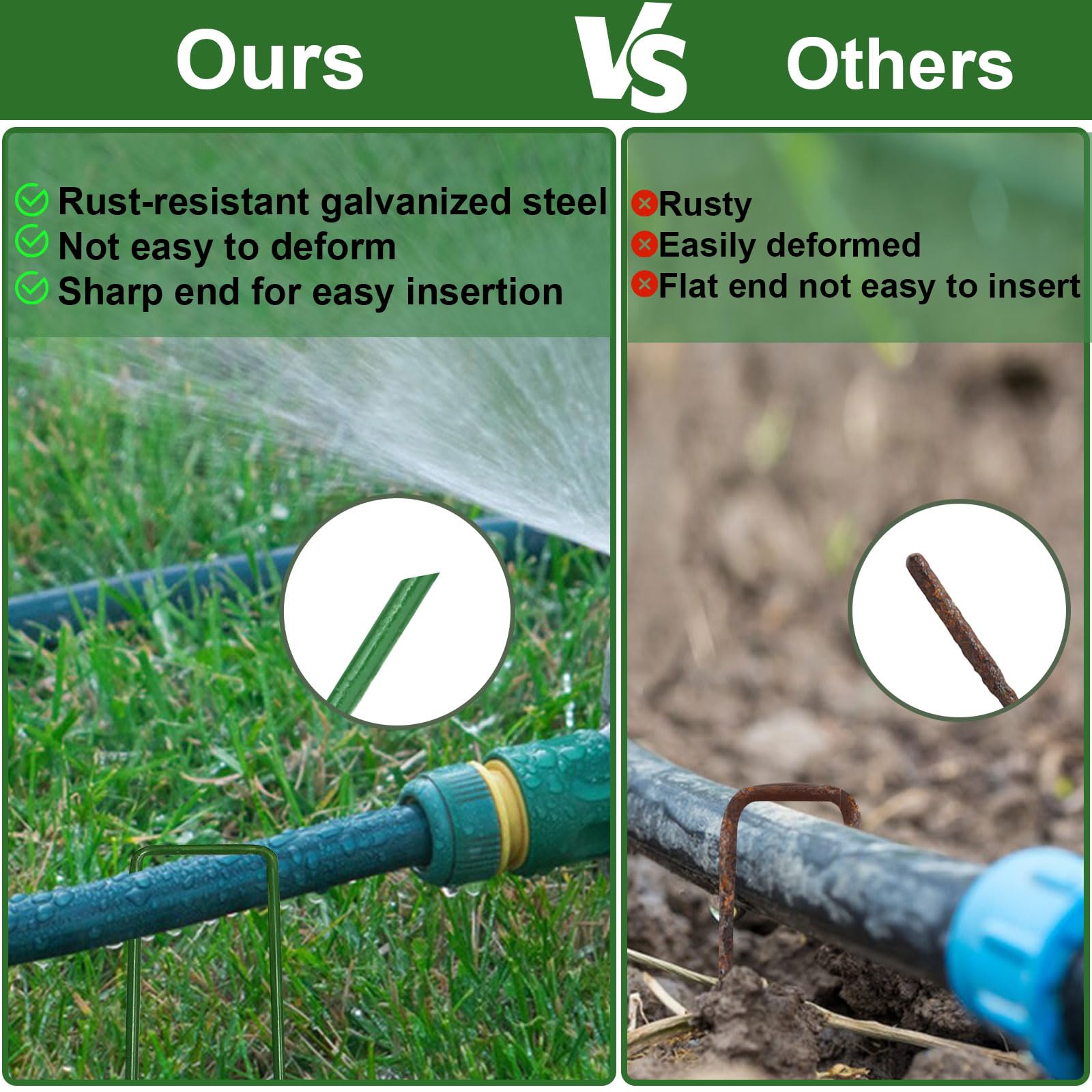 Goboloto U-type turf staples for artificial grass provide strong anchoring in windy conditions.