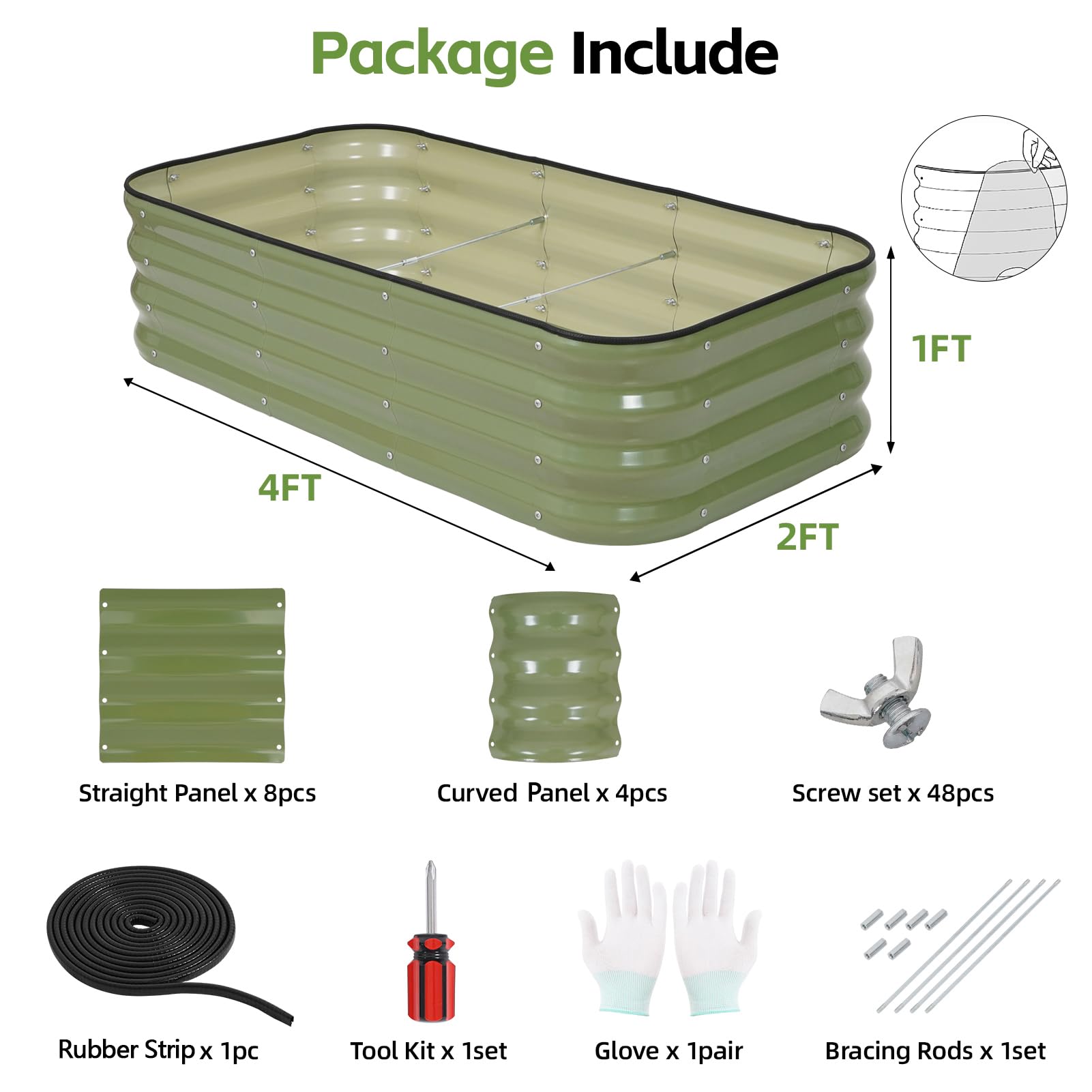 GoCampDirect 4x2x1ft bed panel emphasizes sturdy galvanized steel construction.