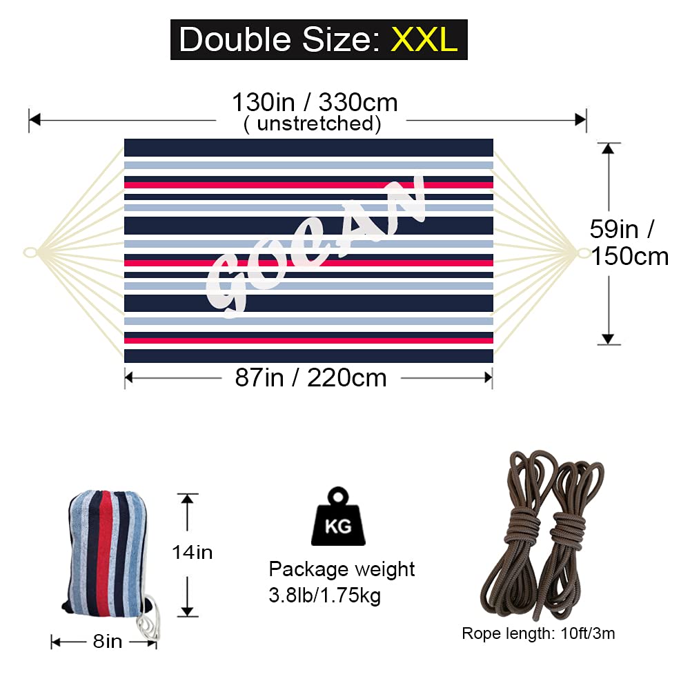 GOCAN hammock showing 11 ft unstretched length for ample comfort.