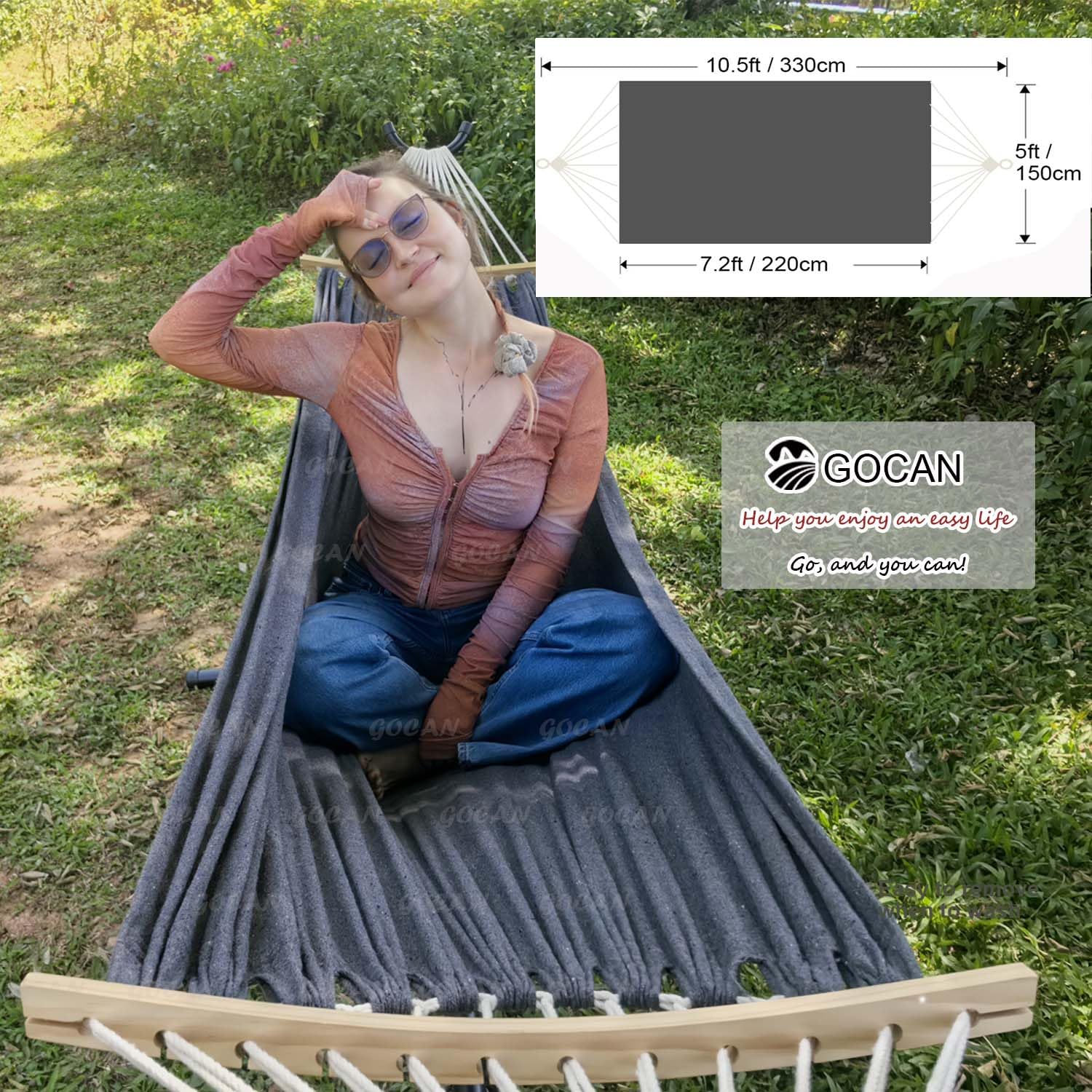 GOCAN cotton canvas hammock with soft texture for comfort.