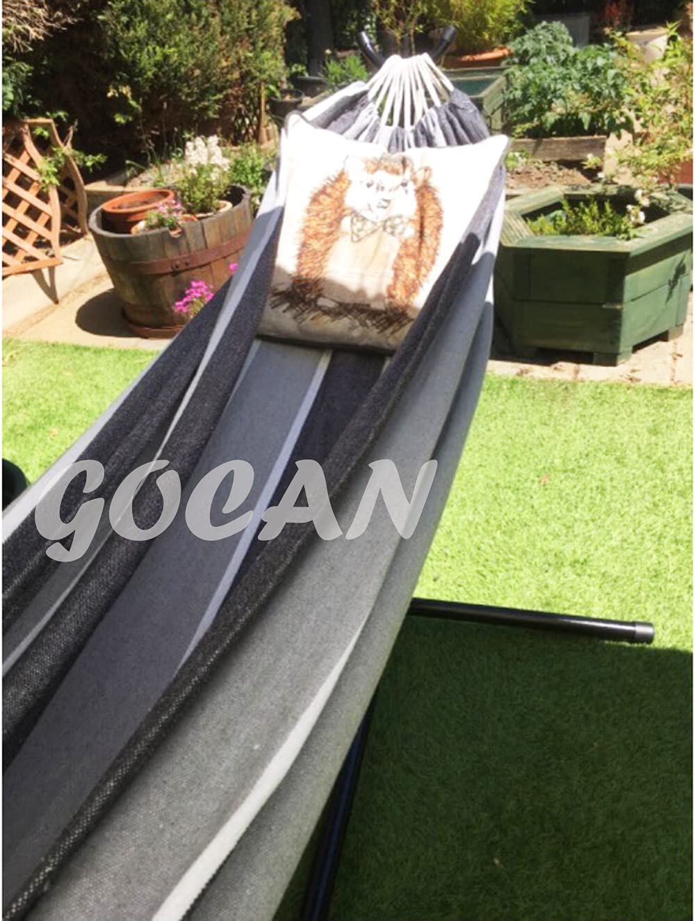 GOCAN cotton hammock offers soft breathable fabric for skin-friendly relaxation