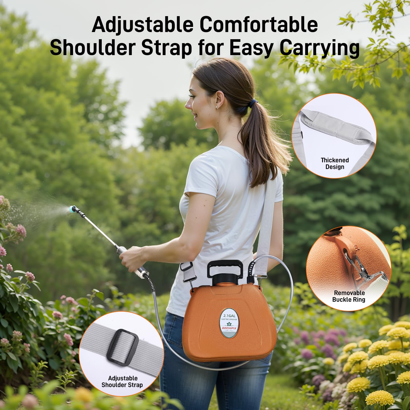GOCHIFIX adjustable shoulder strap provides comfortable operation during long sessions.