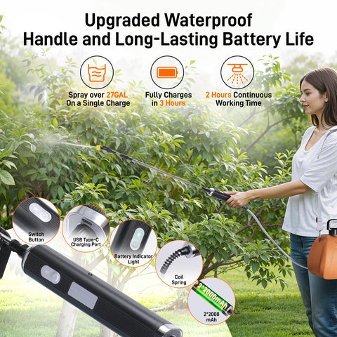GOCHIFIX USB rechargeable handle powers spray with quick, cable-free use.