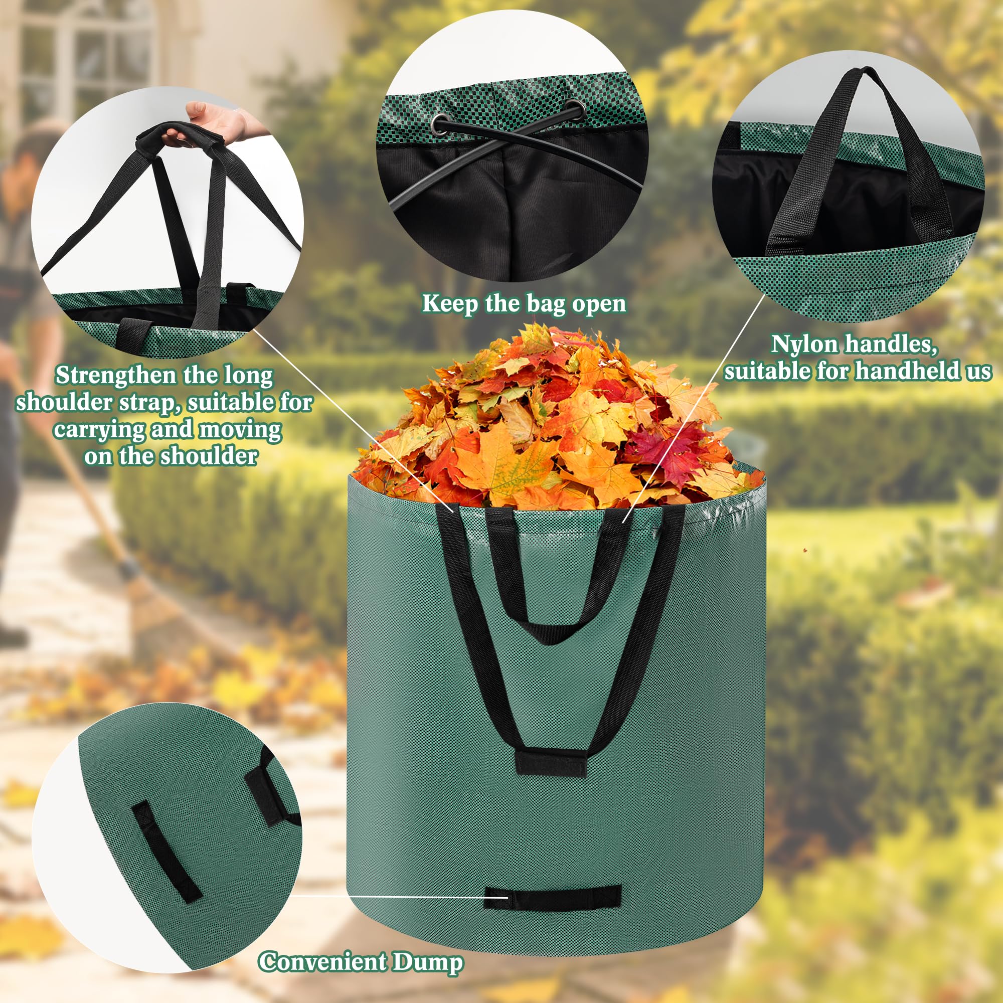GOCOHHI heavy-duty PP fabric bag resists tears for outdoor yard work.