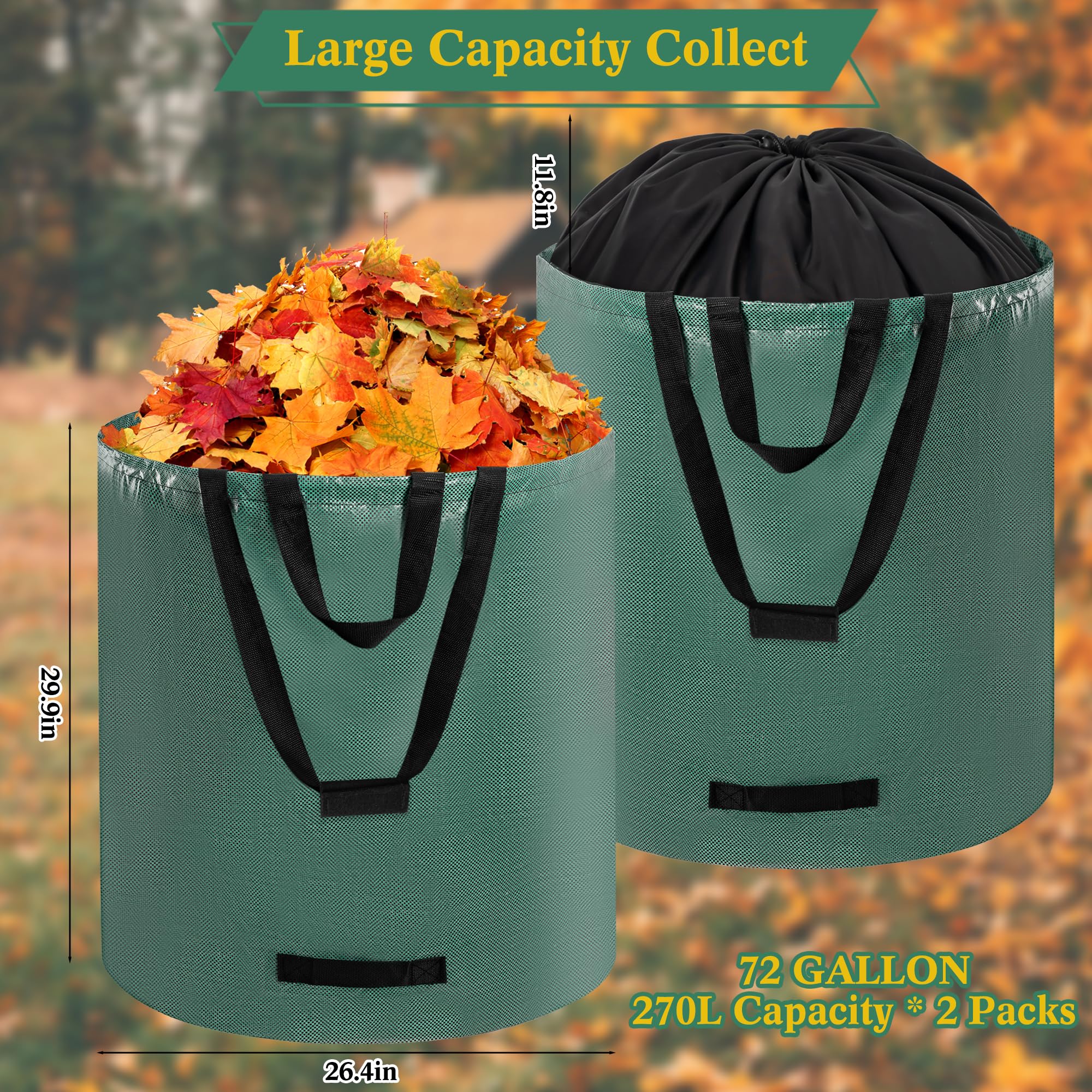 GOCOHHI reusable yard bag with drawstring top to prevent overflow.