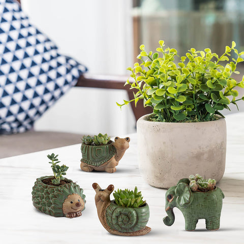 Godealio four-piece planter set enhances decor while supporting healthy plant drainage.