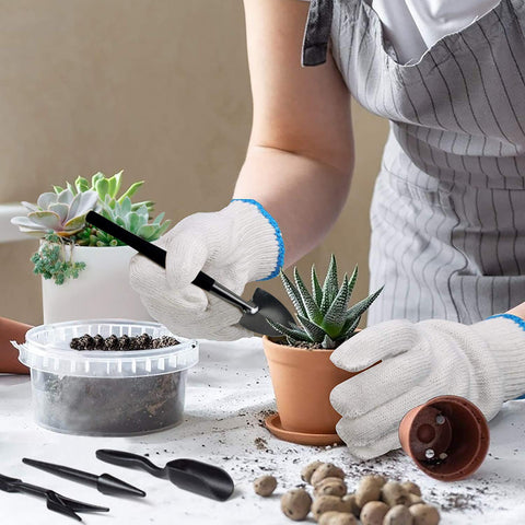 Godehone transplanting tools and bucket shovels support careful repotting.