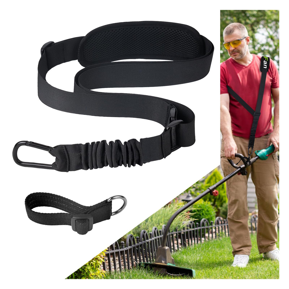 GodFan Trimmer Strap with metal clasp for secure wear during heavy-duty trimming