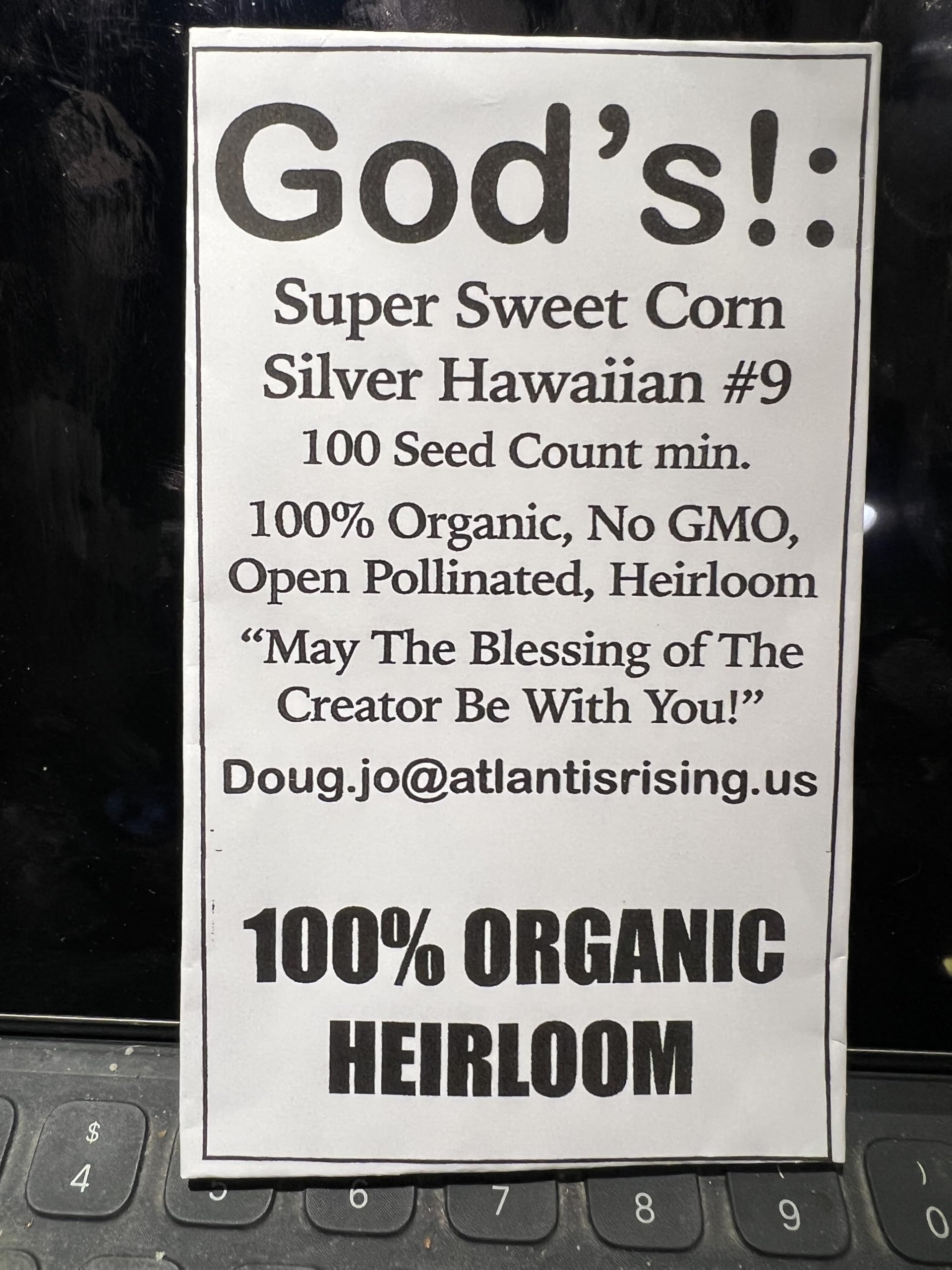 God's! Silver Hawaiian9 seed pack for organic home gardening and heirloom flavor